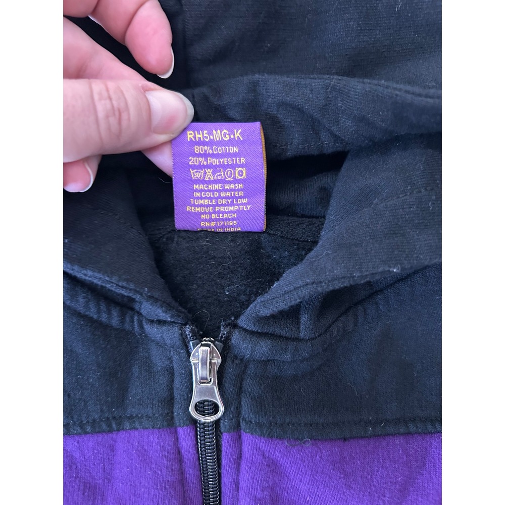 Mardi Gras Apparel Kids 2T Zip Up Hoodie Black Purple Gold Green Striped RH5-MGK - Picture 3 of 4